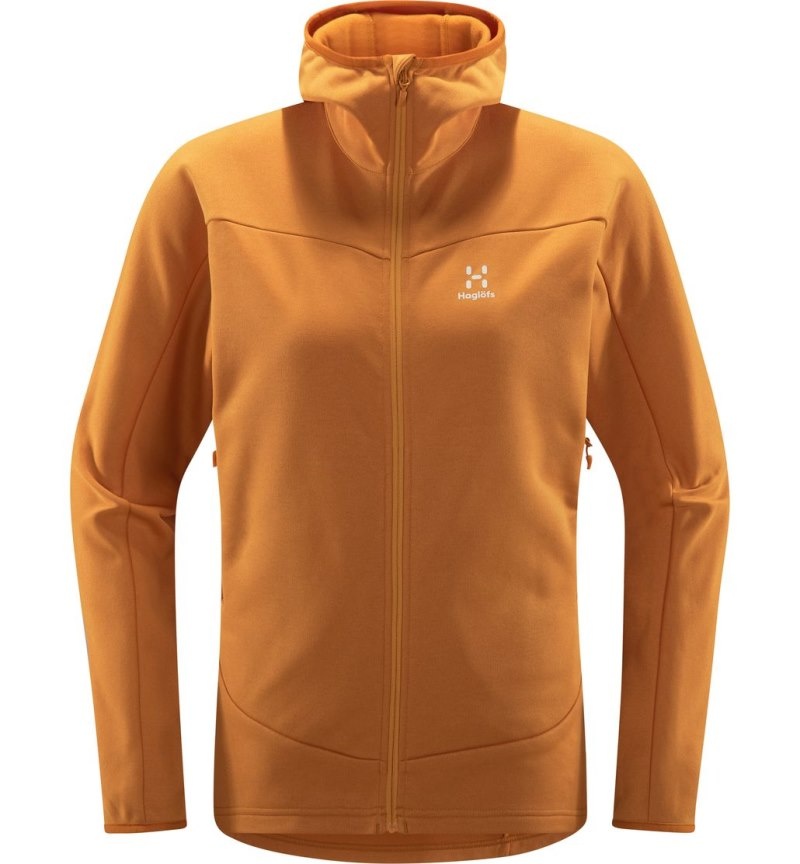 Women's Haglöfs Frost Mid Hood Fleece Jackets Yellow Canada | UJ90-415