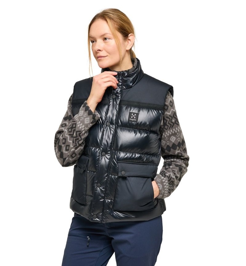 Women's Haglöfs Funäs Down Vest Insulated Jackets Black Canada | YV77-807