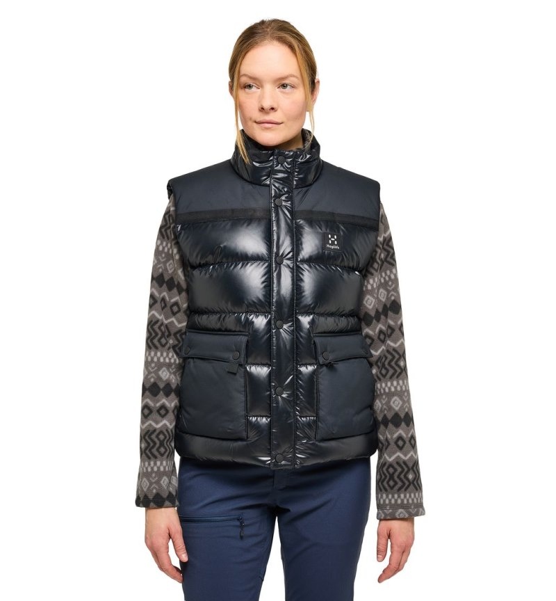 Women\'s Haglöfs Funäs Down Vest Insulated Jackets Black Canada | YV77-807