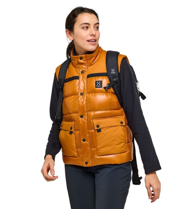 Women's Haglöfs Funäs Down Vest Insulated Jackets Golden Brown Canada | BA28-692