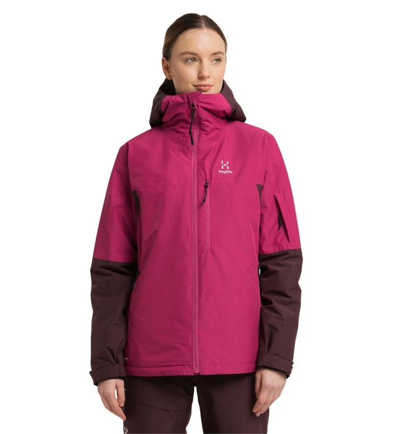 Women\'s Haglöfs Gondol Insulated Jacket Waterproof Jackets & Raincoats Burgundy Brown / Deep Pink Canada | SB05-480