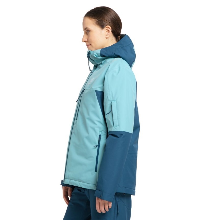 Women's Haglöfs Gondol Insulated Jacket Waterproof Jackets & Raincoats Dark Ocean / Green Blue Canada | OS00-094