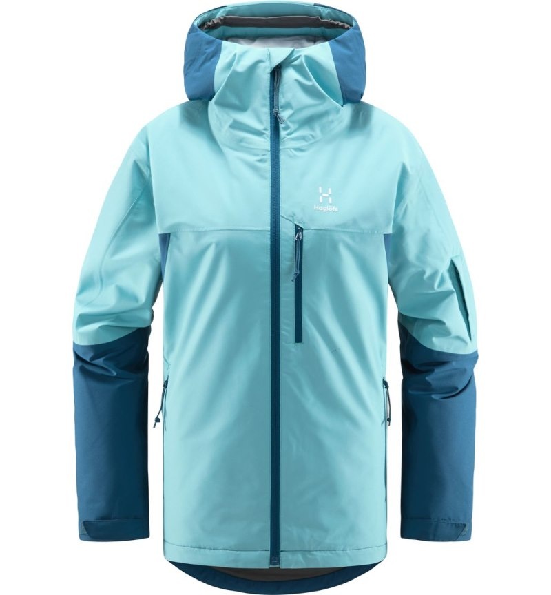 Women's Haglöfs Gondol Insulated Jacket Waterproof Jackets & Raincoats Dark Ocean / Green Blue Canada | OS00-094