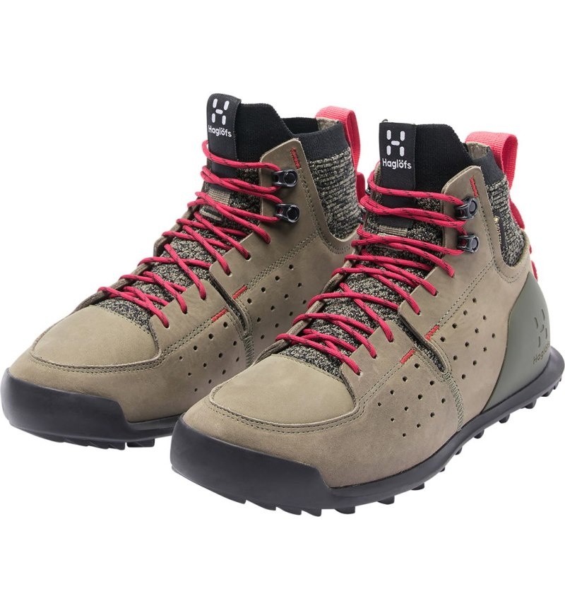 Women's Haglöfs Haglöfs Duality AT1 GTX Mid Hiking Shoes Lichen / Red Canada | XX74-354