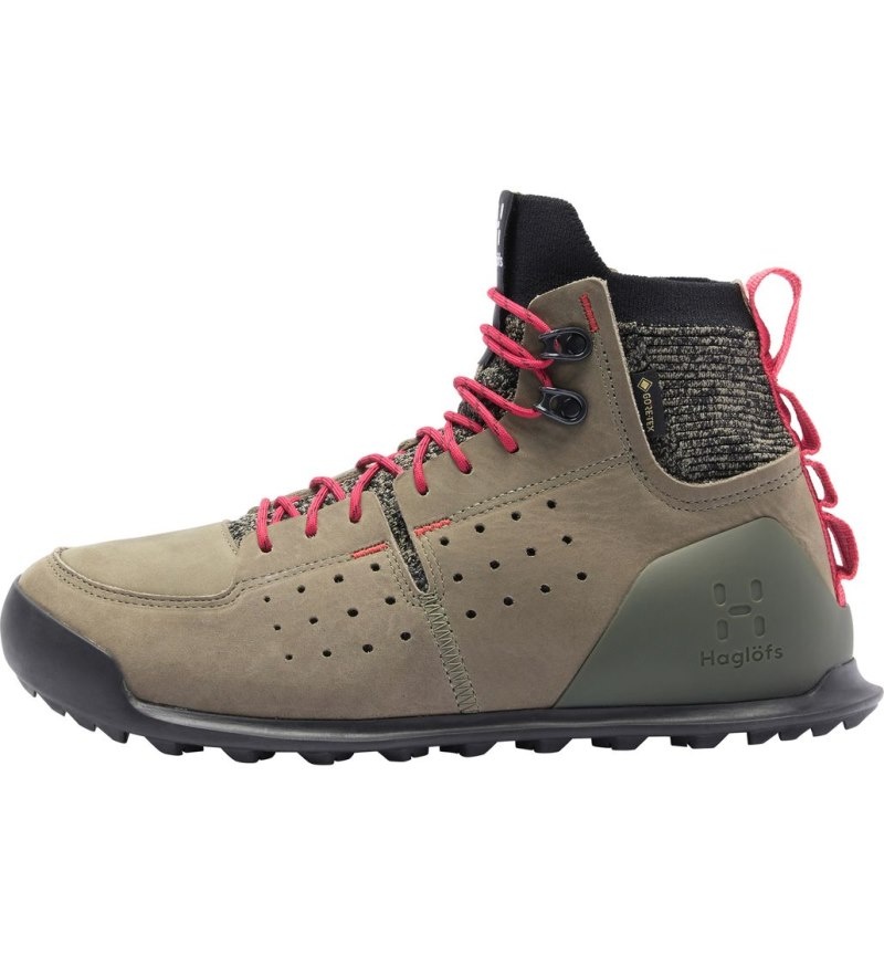 Women's Haglöfs Haglöfs Duality AT1 GTX Mid Hiking Shoes Lichen / Red Canada | XX74-354