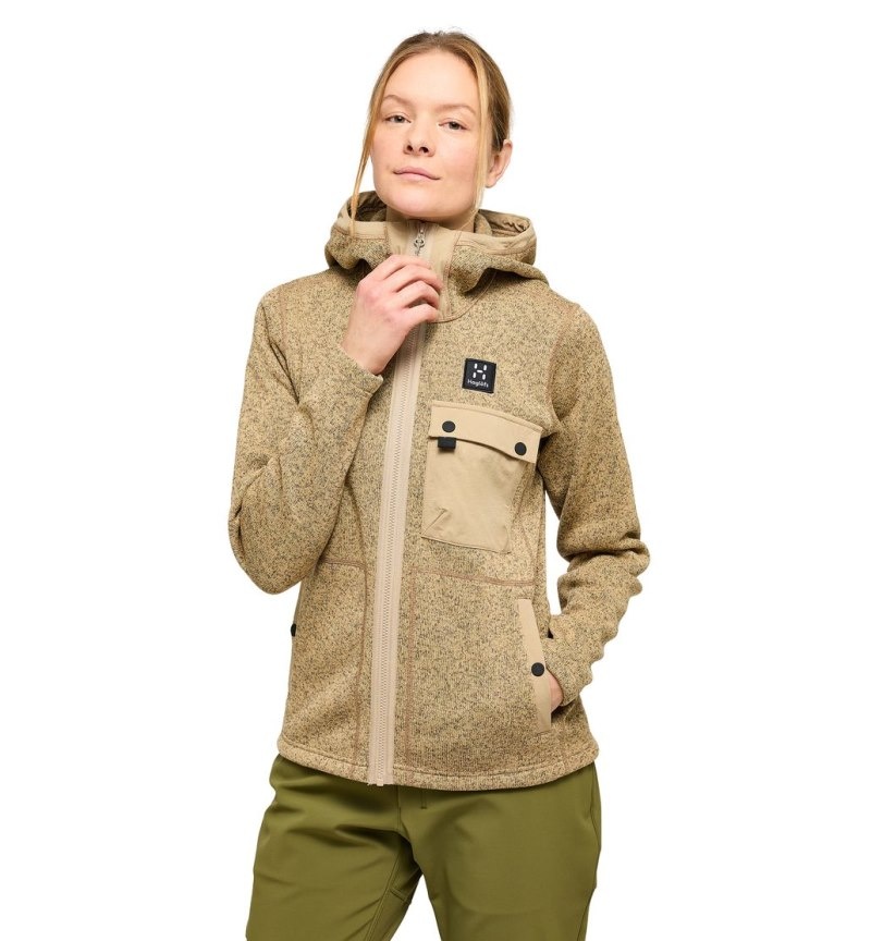 Women's Haglöfs Hede Mid Hood Fleece Jackets Beige Canada | MM27-983