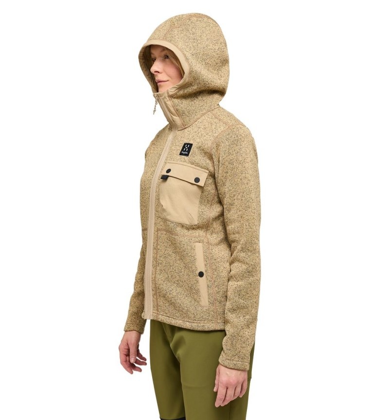 Women's Haglöfs Hede Mid Hood Fleece Jackets Beige Canada | MM27-983