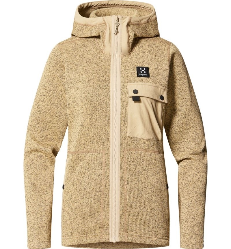 Women's Haglöfs Hede Mid Hood Fleece Jackets Beige Canada | MM27-983