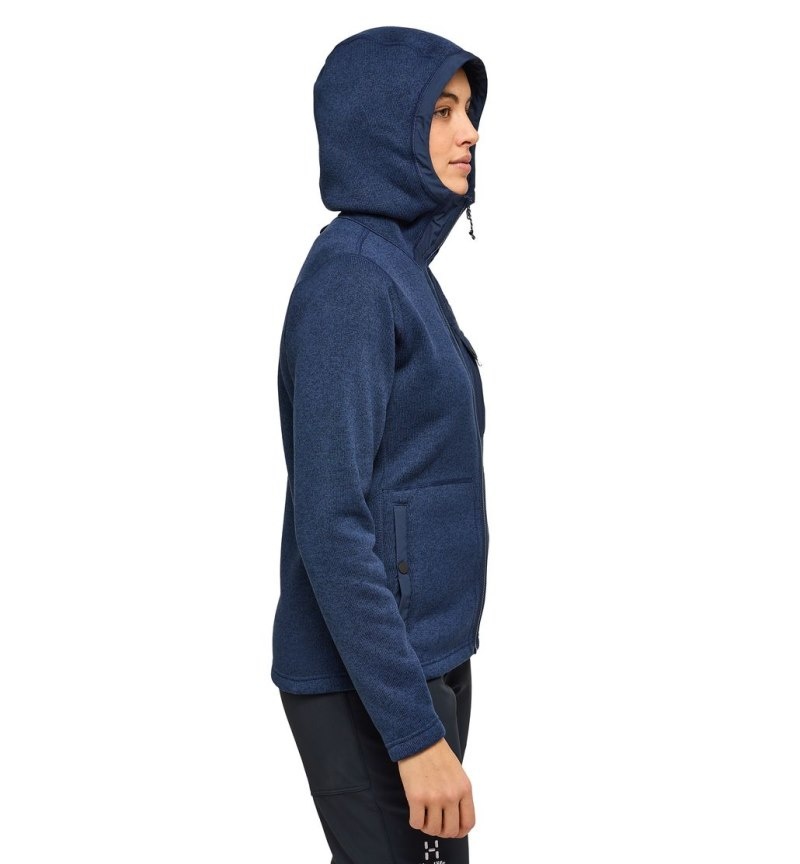 Women's Haglöfs Hede Mid Hood Fleece Jackets Blue Canada | KC66-485