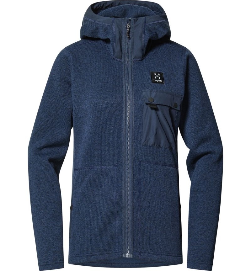 Women's Haglöfs Hede Mid Hood Fleece Jackets Blue Canada | KC66-485