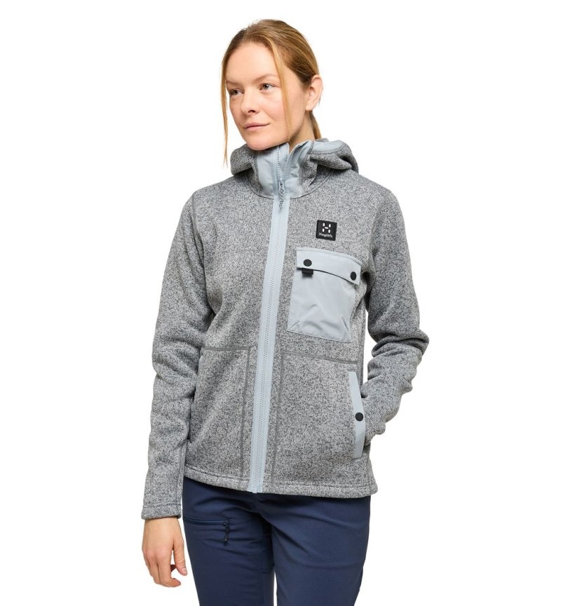 Women's Haglöfs Hede Mid Hood Fleece Jackets Concrete Canada | GP78-309