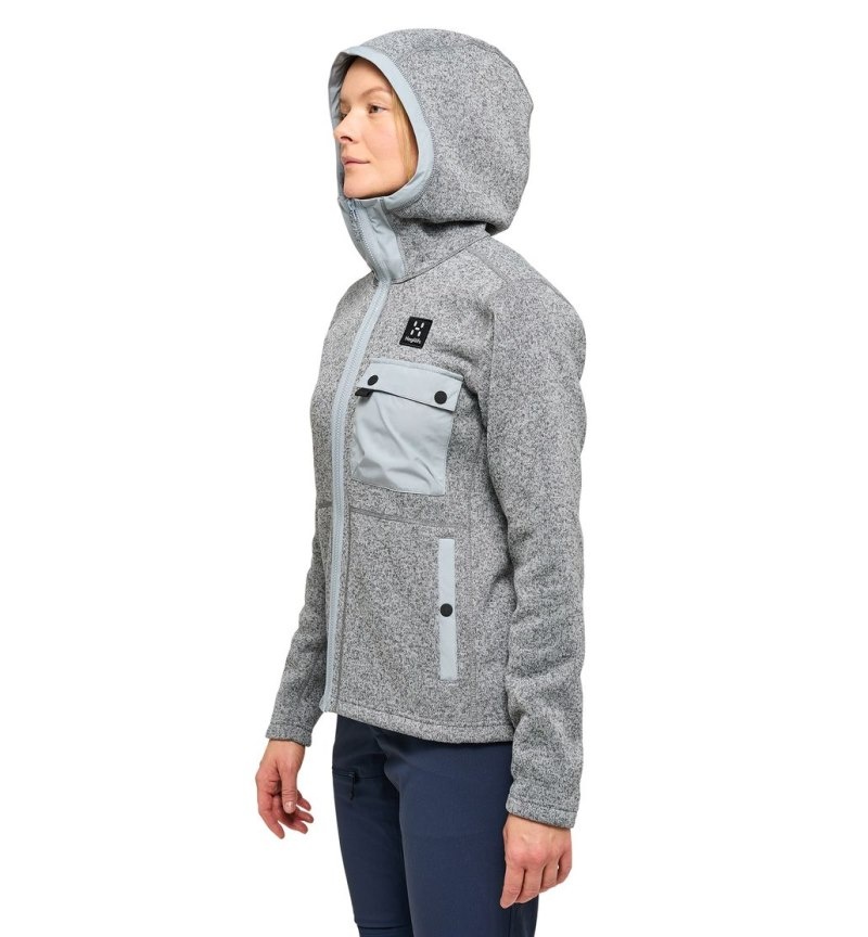 Women's Haglöfs Hede Mid Hood Fleece Jackets Concrete Canada | GP78-309