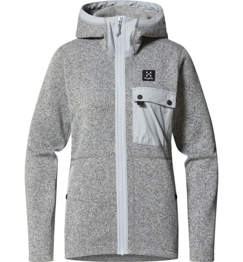 Women's Haglöfs Hede Mid Hood Fleece Jackets Concrete Canada | GP78-309