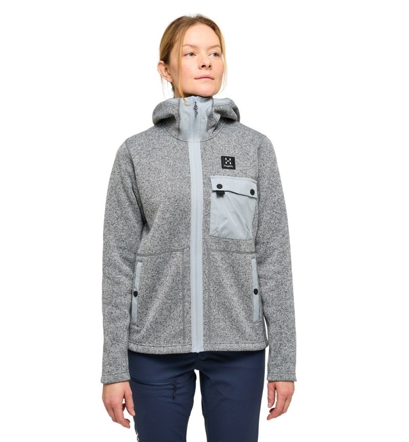 Women\'s Haglöfs Hede Mid Hood Fleece Jackets Concrete Canada | GP78-309