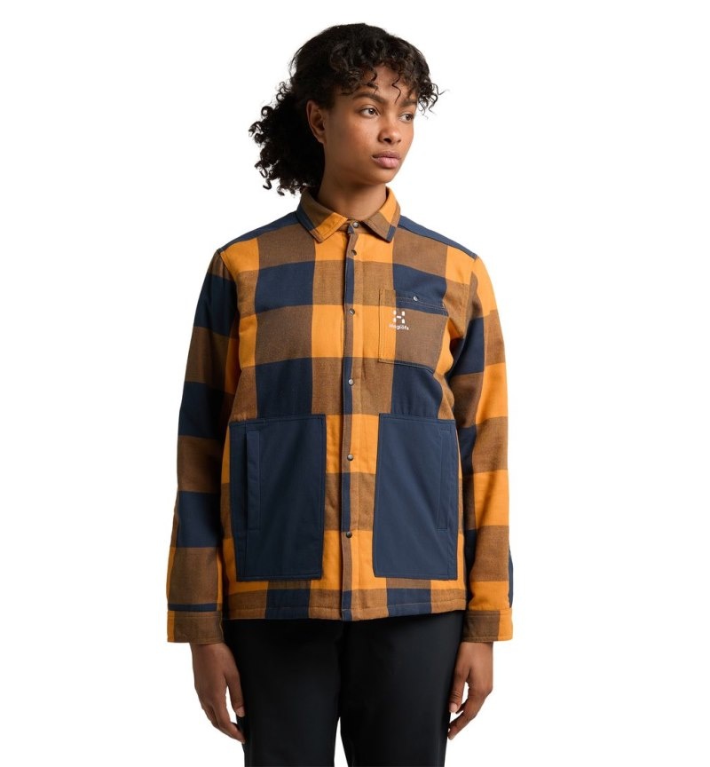 Women's Haglöfs Insulated Timmer Shirt Shirts Yellow / Blue Canada | JI85-913