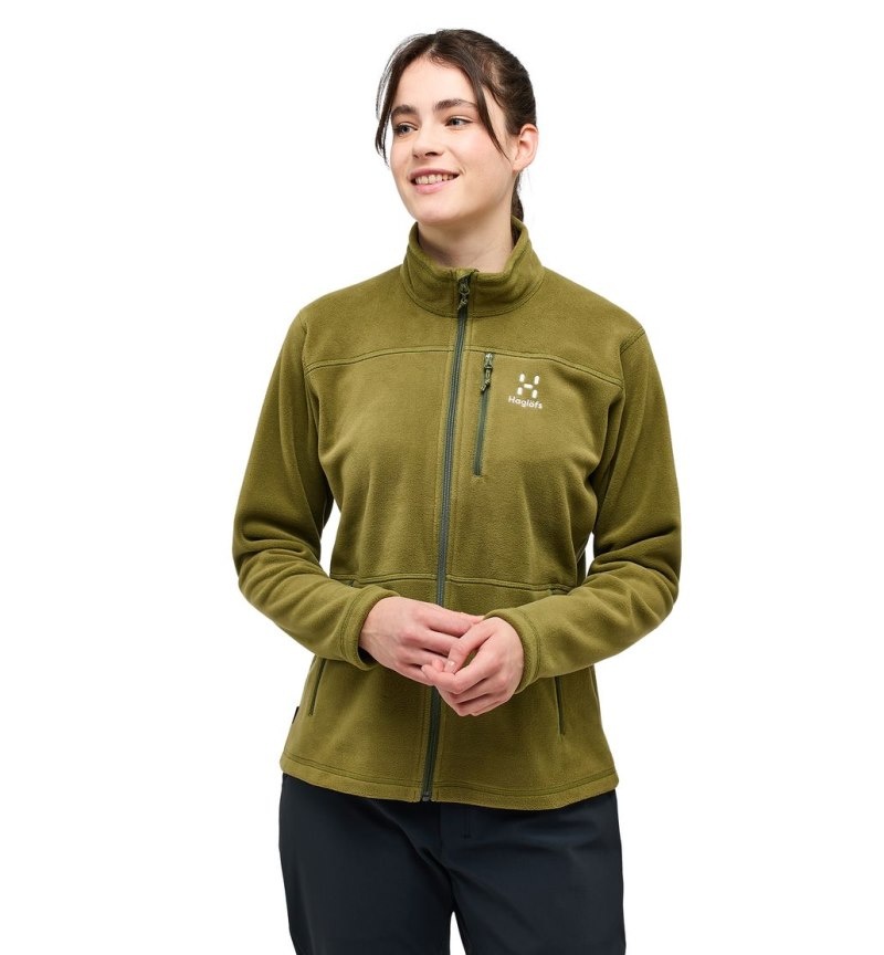 Women's Haglöfs Kaise Mid Jacket Fleece Jackets Olive Green Canada | DJ01-844