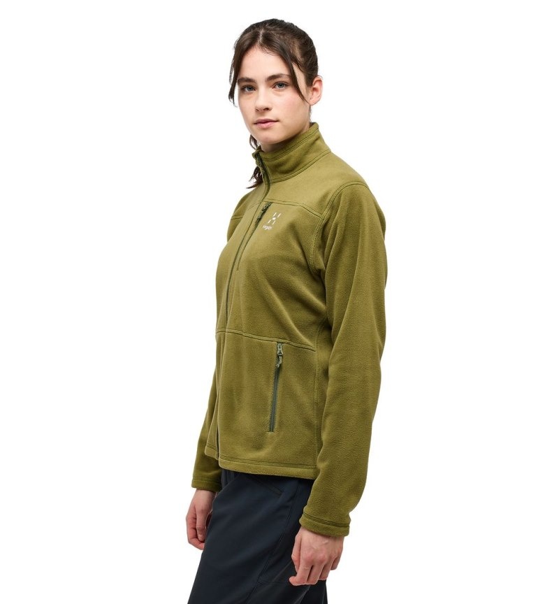 Women's Haglöfs Kaise Mid Jacket Fleece Jackets Olive Green Canada | DJ01-844