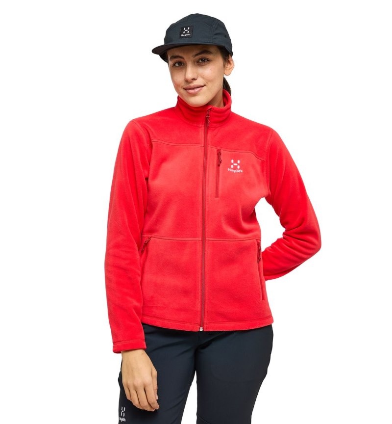 Women's Haglöfs Kaise Mid Jacket Fleece Jackets Red Canada | GD87-441