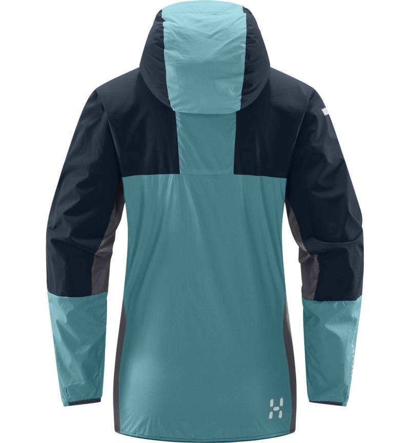 Women's Haglöfs L.I.M Alpha Hood Windbreaker Green Blue / Blue Canada | PX29-828