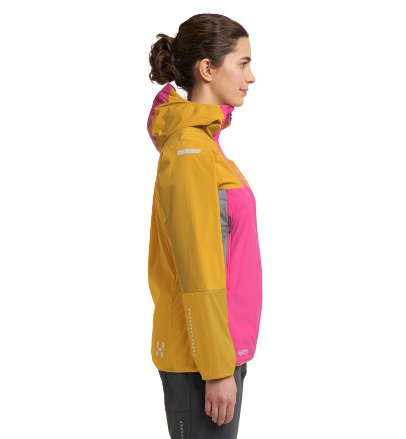 Women's Haglöfs L.I.M Alpha Hood Windbreaker Pink / Autumn Leaves Canada | NH05-945