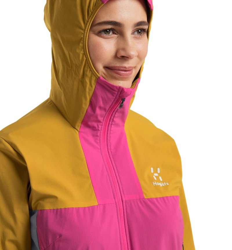 Women's Haglöfs L.I.M Alpha Hood Windbreaker Pink / Autumn Leaves Canada | NH05-945