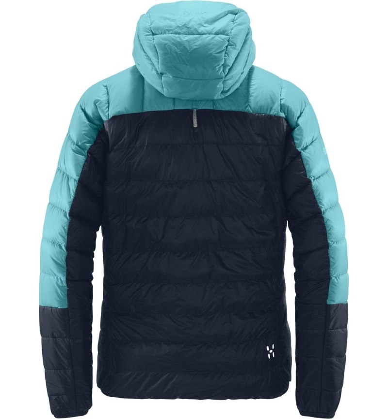 Women's Haglöfs L.I.M Down Hood Insulated Jackets Blue / Green Blue Canada | RK68-099