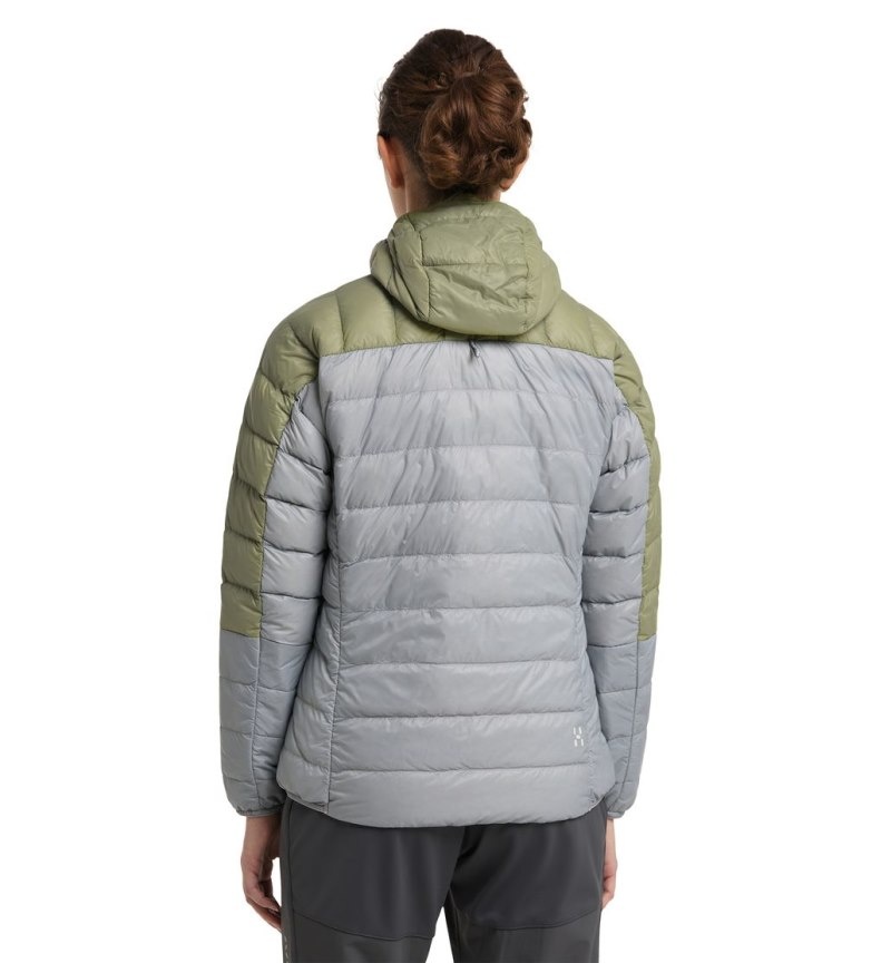 Women's Haglöfs L.I.M Down Hood Insulated Jackets Concrete / Green Canada | NB10-756