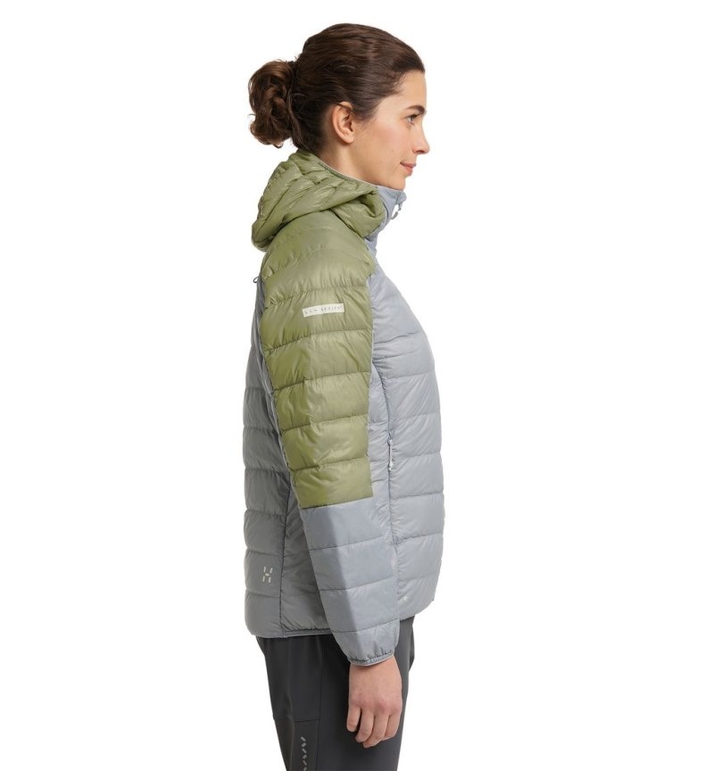 Women's Haglöfs L.I.M Down Hood Insulated Jackets Concrete / Green Canada | NB10-756