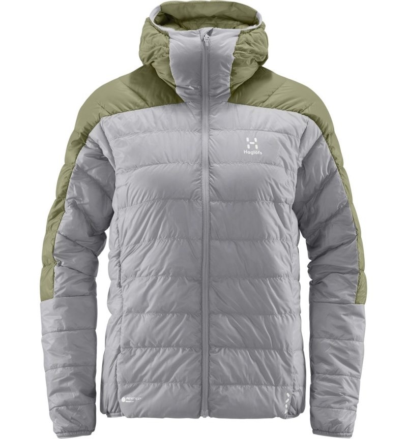 Women's Haglöfs L.I.M Down Hood Insulated Jackets Concrete / Green Canada | NB10-756