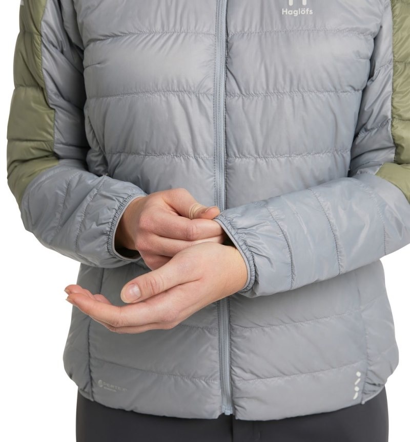 Women's Haglöfs L.I.M Down Hood Insulated Jackets Concrete / Green Canada | NB10-756