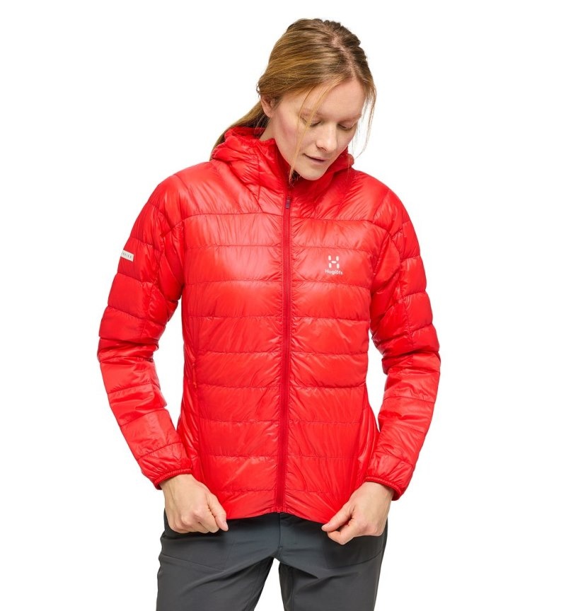 Women's Haglöfs L.I.M Down Hood Insulated Jackets Red Canada | FQ96-891