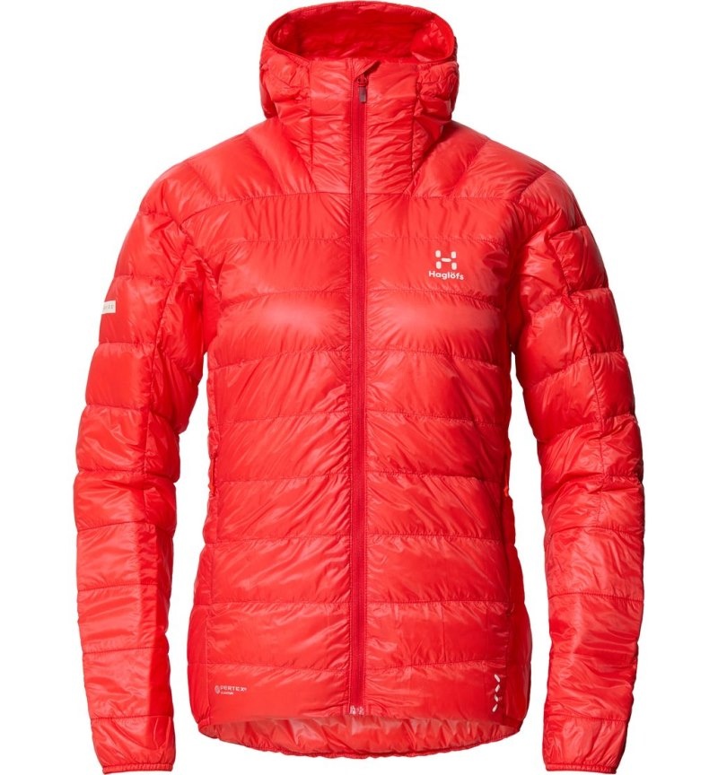 Women's Haglöfs L.I.M Down Hood Insulated Jackets Red Canada | FQ96-891