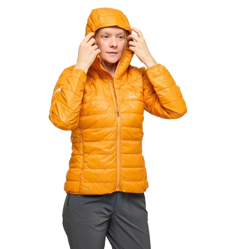 Women's Haglöfs L.I.M Down Hood Insulated Jackets Yellow Canada | IZ56-873