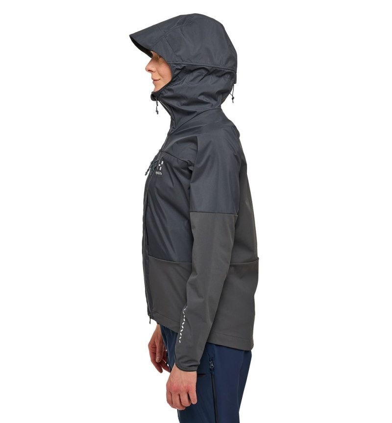 Women's Haglöfs L.I.M Hybrid Touring Hood Windbreaker Magnetite Canada | MV90-086