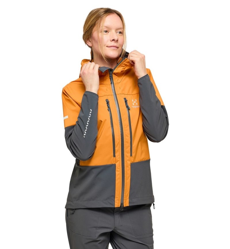 Women's Haglöfs L.I.M Hybrid Touring Hood Windbreaker Yellow / Magnetite Canada | VM82-637