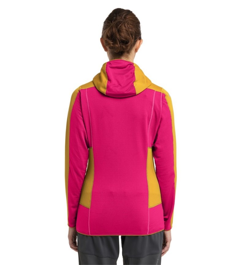 Women's Haglöfs L.I.M Mid Fast Hood Fleece Jackets Autumn Leaves / Pink Canada | DA04-238