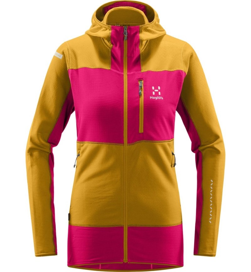 Women's Haglöfs L.I.M Mid Fast Hood Fleece Jackets Autumn Leaves / Pink Canada | DA04-238