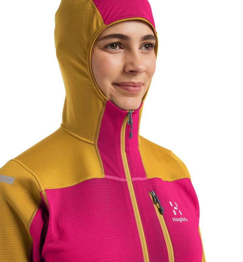 Women's Haglöfs L.I.M Mid Fast Hood Fleece Jackets Autumn Leaves / Pink Canada | DA04-238