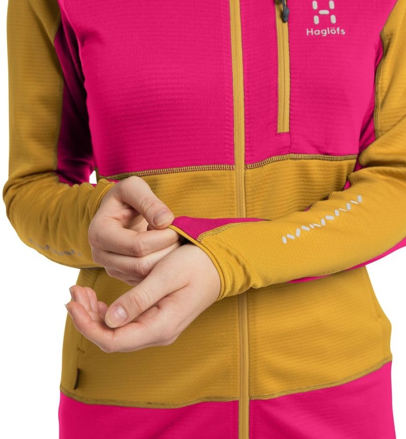 Women's Haglöfs L.I.M Mid Fast Hood Fleece Jackets Autumn Leaves / Pink Canada | DA04-238