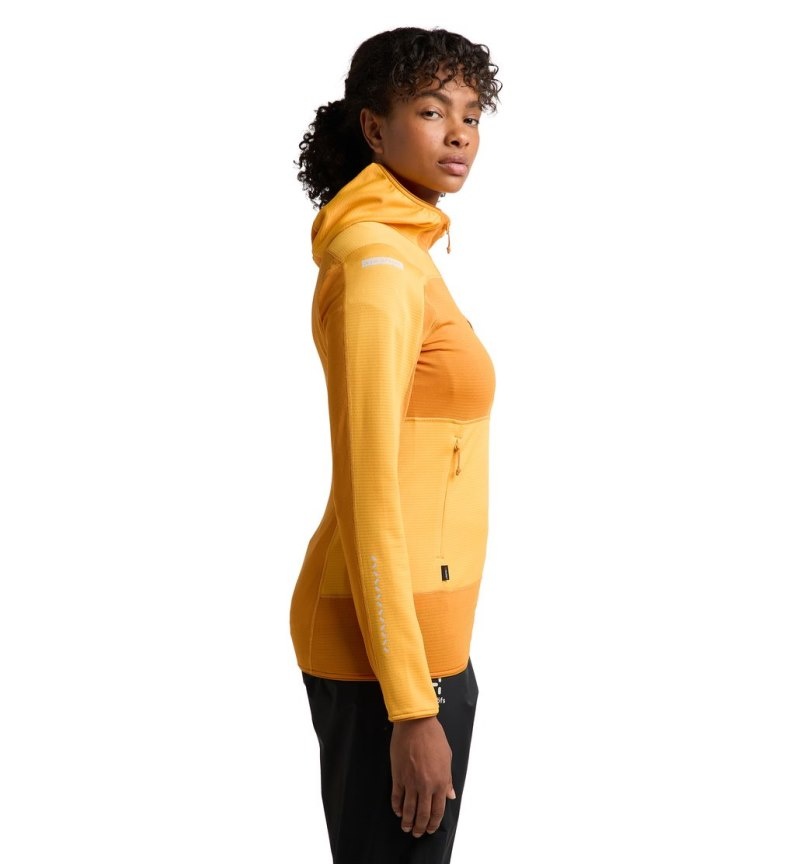 Women's Haglöfs L.I.M Mid Fast Hood Fleece Jackets Yellow / Yellow Canada | YO87-847