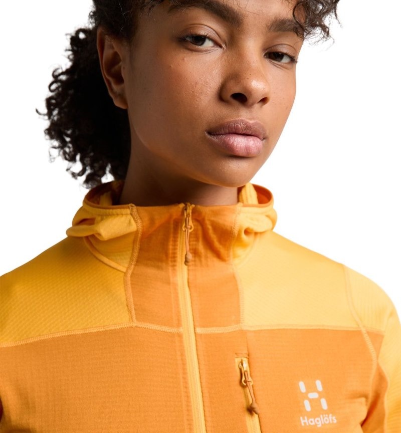 Women's Haglöfs L.I.M Mid Fast Hood Fleece Jackets Yellow / Yellow Canada | YO87-847