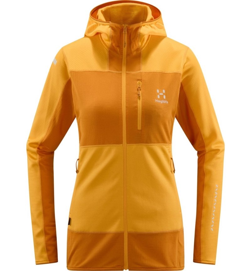 Women's Haglöfs L.I.M Mid Fast Hood Fleece Jackets Yellow / Yellow Canada | YO87-847