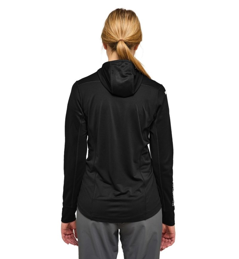 Women's Haglöfs L.I.M Mid Multi Hood Fleece Jackets Black Canada | HP50-891