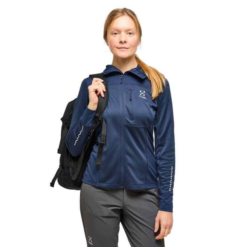 Women's Haglöfs L.I.M Mid Multi Hood Fleece Jackets Blue Canada | FF51-543