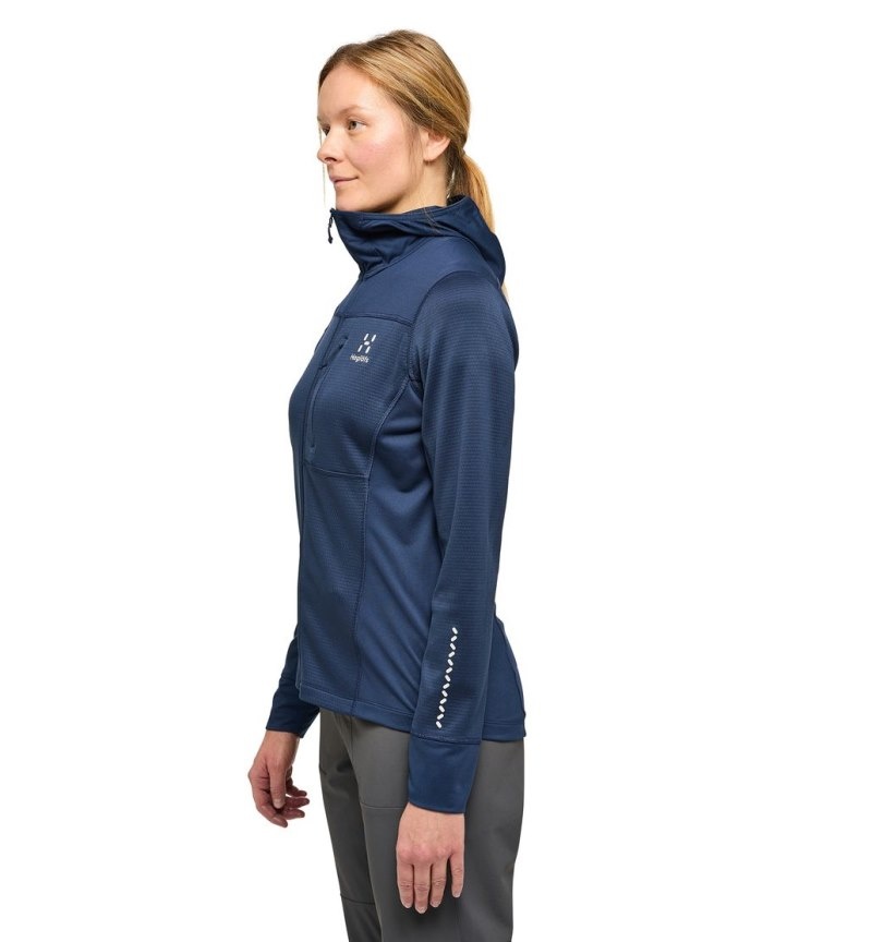 Women's Haglöfs L.I.M Mid Multi Hood Fleece Jackets Blue Canada | FF51-543