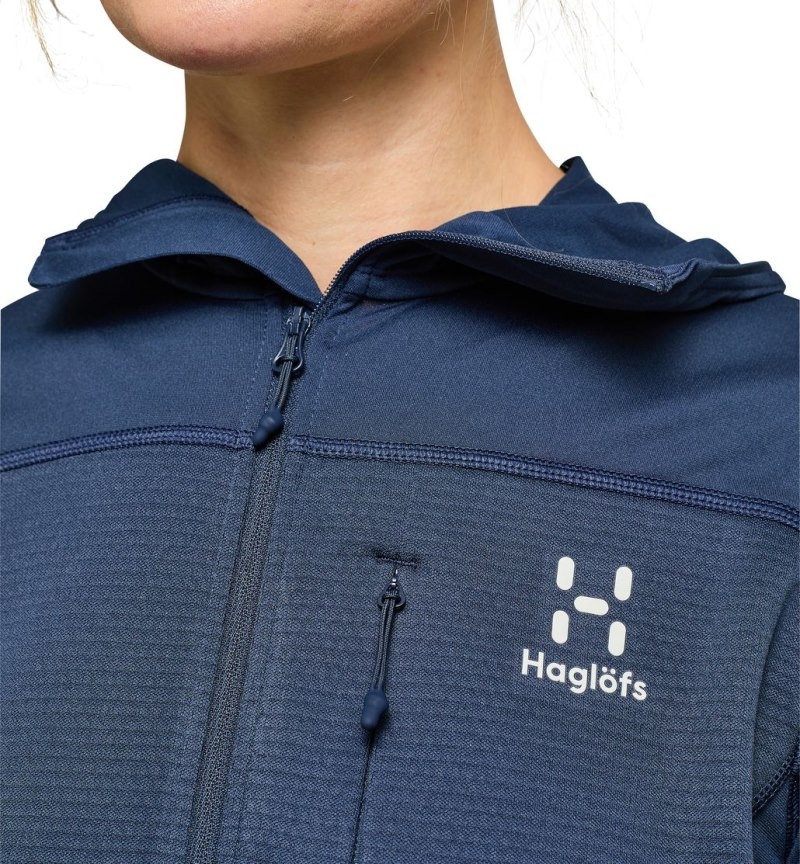 Women's Haglöfs L.I.M Mid Multi Hood Fleece Jackets Blue Canada | FF51-543