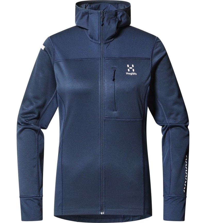 Women's Haglöfs L.I.M Mid Multi Hood Fleece Jackets Blue Canada | FF51-543