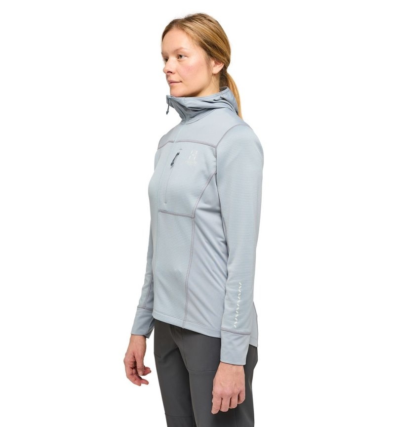 Women's Haglöfs L.I.M Mid Multi Hood Fleece Jackets Concrete Canada | RT94-327