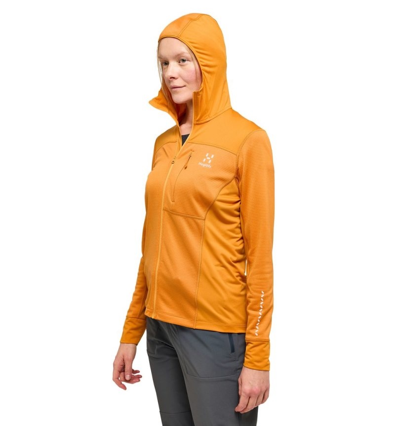 Women's Haglöfs L.I.M Mid Multi Hood Fleece Jackets Yellow Canada | YW36-601