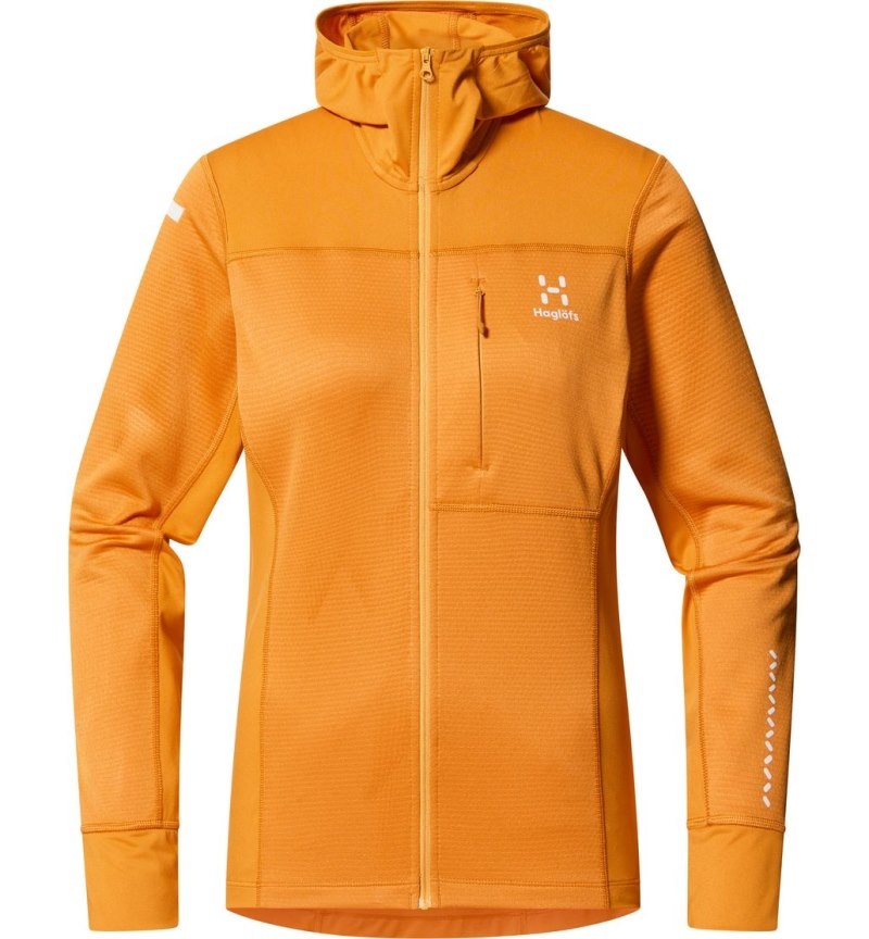 Women's Haglöfs L.I.M Mid Multi Hood Fleece Jackets Yellow Canada | YW36-601